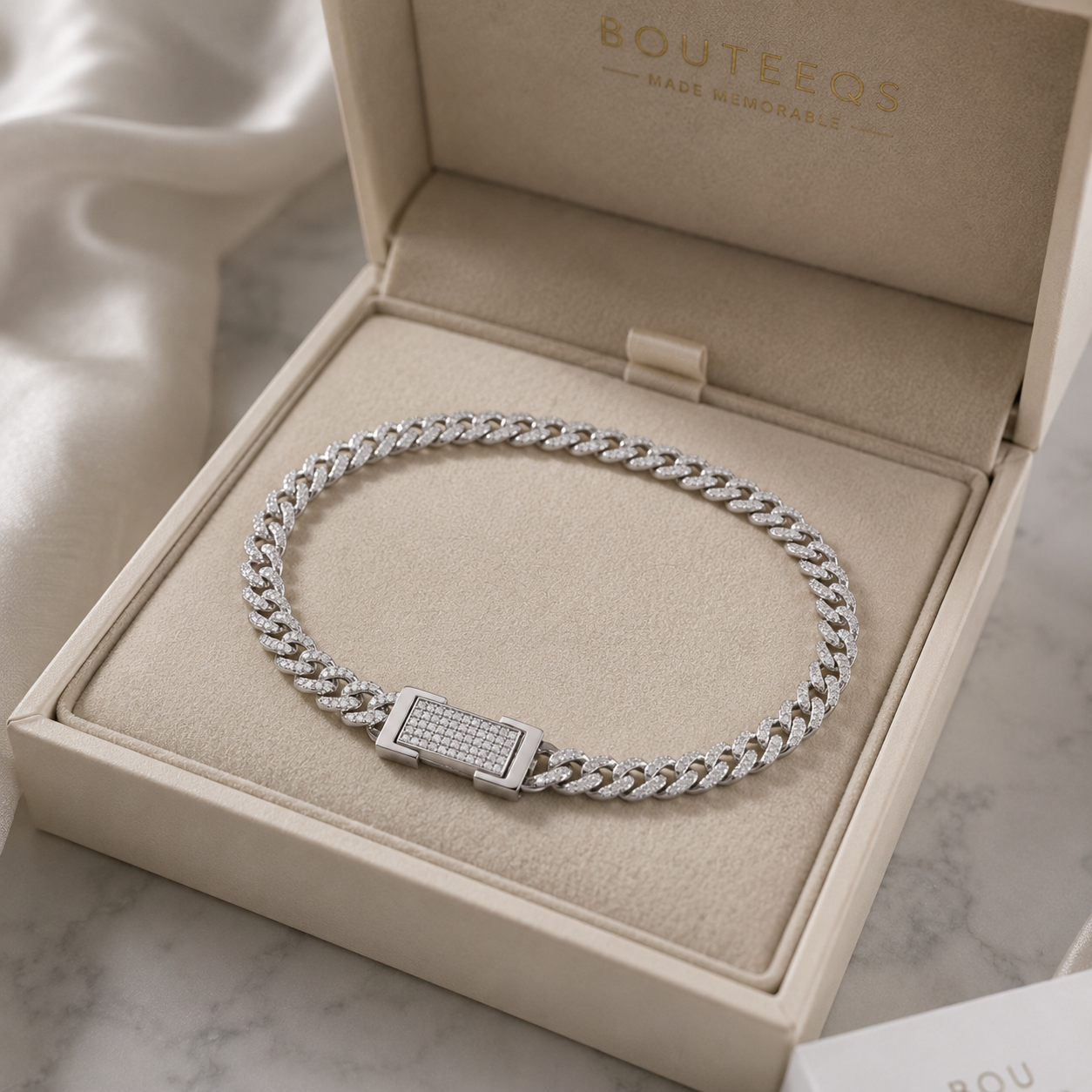 Pavé Cuban Link Sterling Silver Bracelet