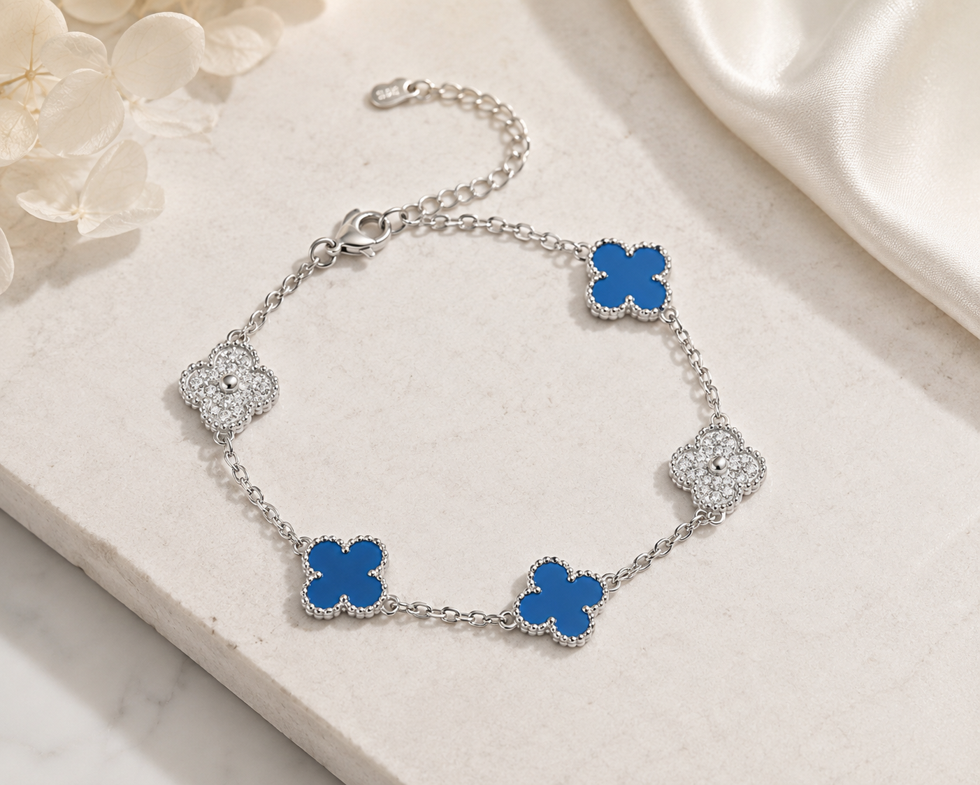 Azure & Pavé Five Clover Bracelet