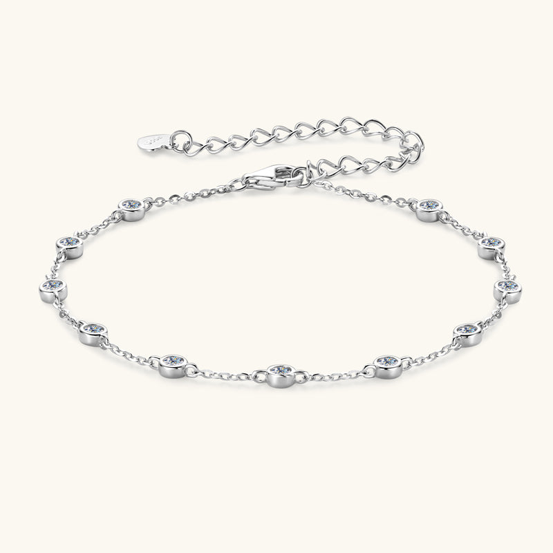 Adjustable Moissanite Tennis Bracelet white Gold plated VVS Clarity, D Colour