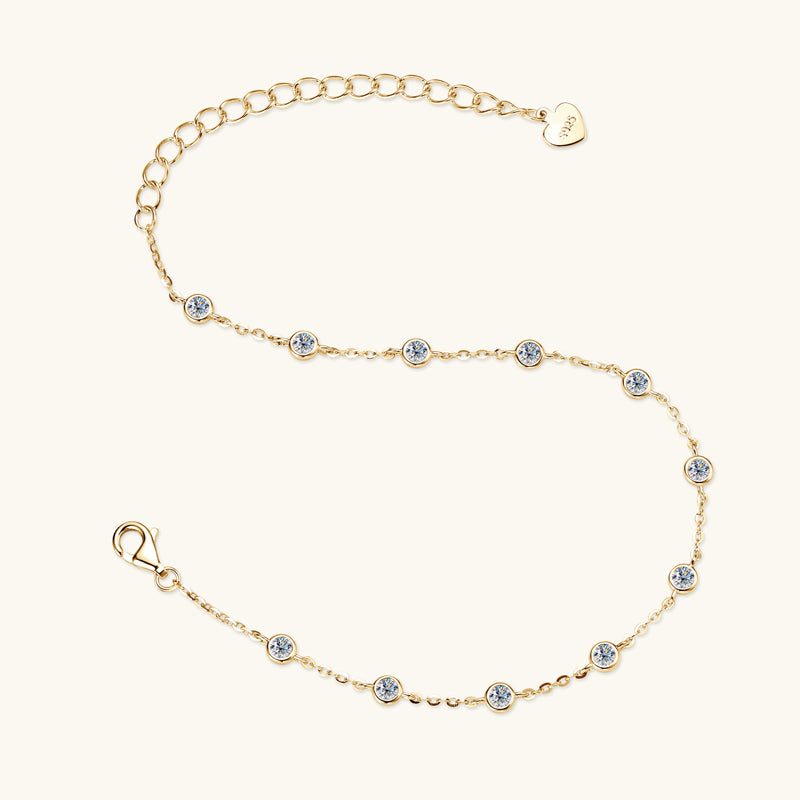 Adjustable Moissanite Tennis Bracelet 18k Gold plated VVS Clarity, D Colour