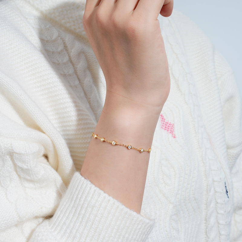 Adjustable Moissanite Tennis Bracelet 18k Gold plated VVS Clarity, D Colour