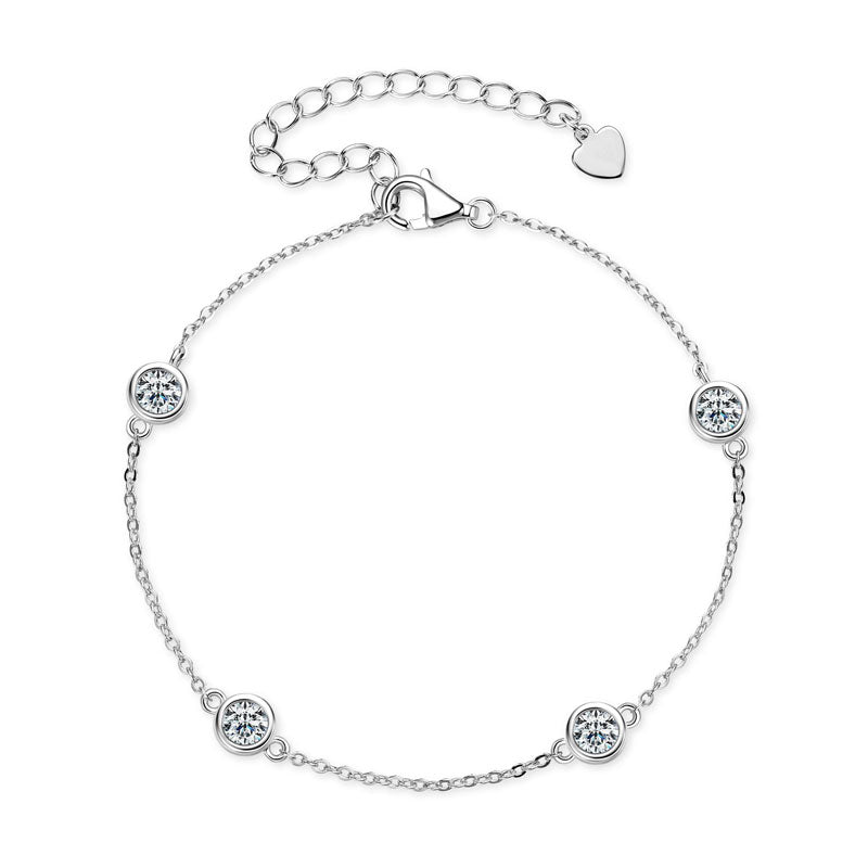 Adjustable Moissanite Diamond Bracelet – 4mm 1.2cttw White Gold plated