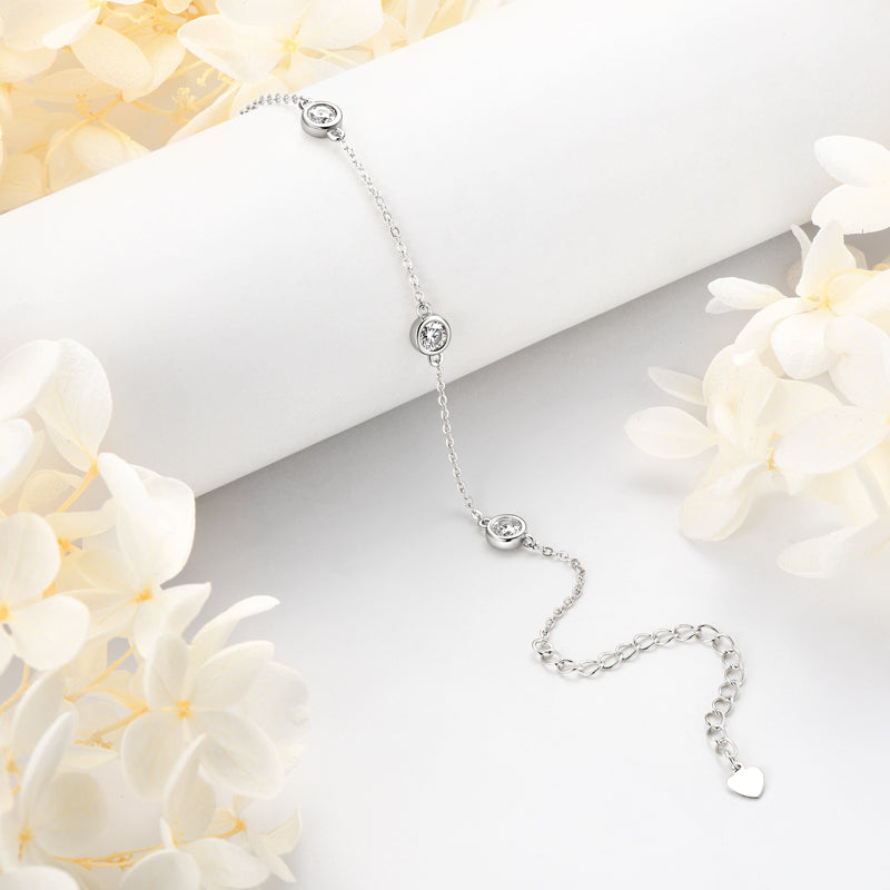 Adjustable Moissanite Diamond Bracelet – 4mm 1.2cttw White Gold plated