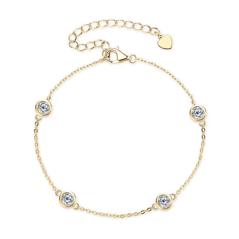 Adjustable Moissanite Diamond Bracelet – 4mm 1.2cttw 18k Gold plated