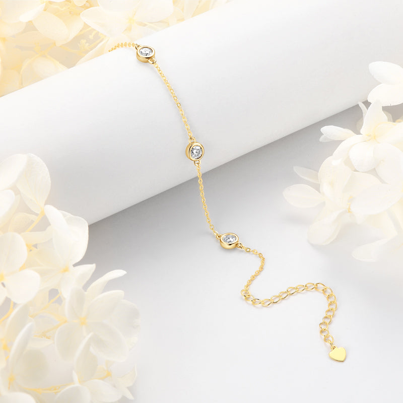 Adjustable Moissanite Diamond Bracelet – 4mm 1.2cttw 18k Gold plated