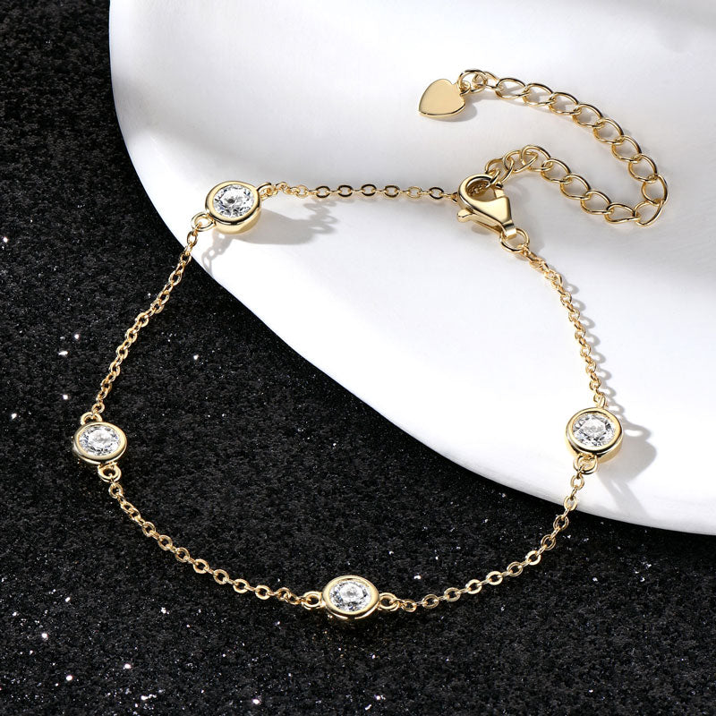 Adjustable Moissanite Diamond Bracelet – 4mm 1.2cttw 18k Gold plated