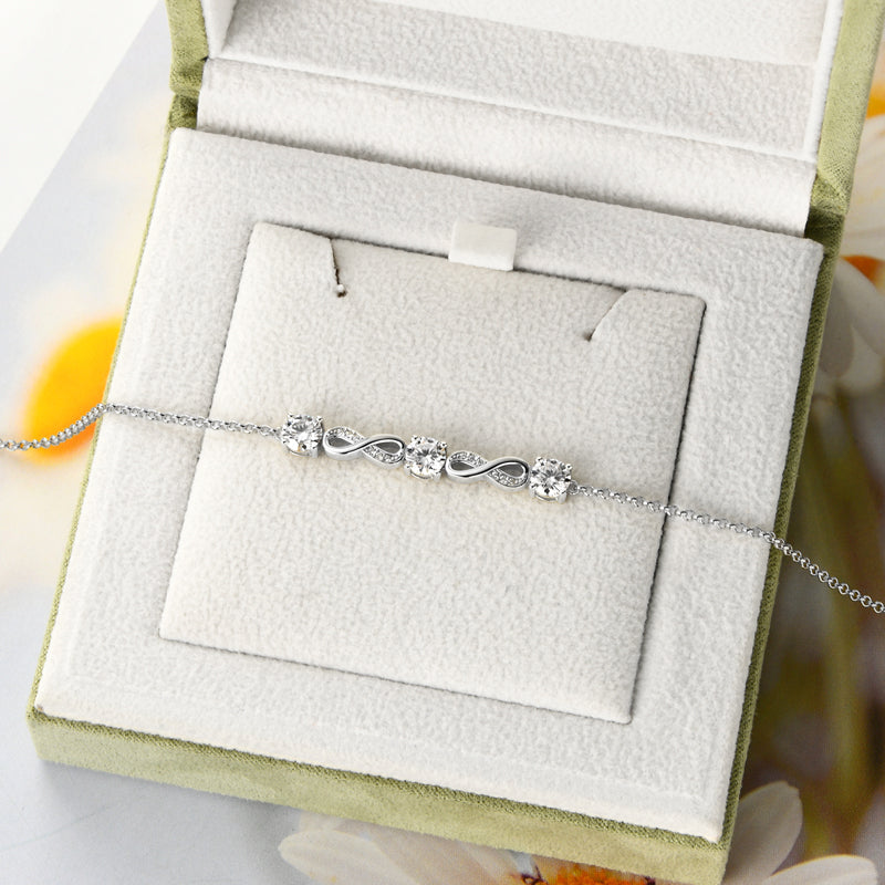 Luxury 5mm full D-colour Moissanite Infinity Bracelet White Gold Plated