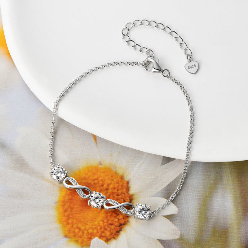 Luxury 5mm full D-colour Moissanite Infinity Bracelet White Gold Plated
