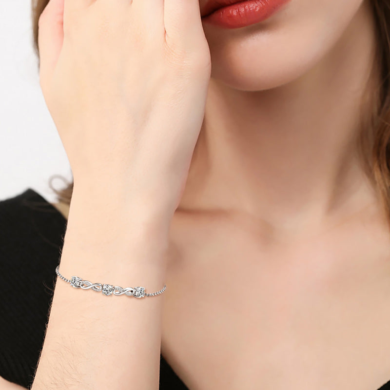 Luxury 5mm full D-colour Moissanite Infinity Bracelet White Gold Plated
