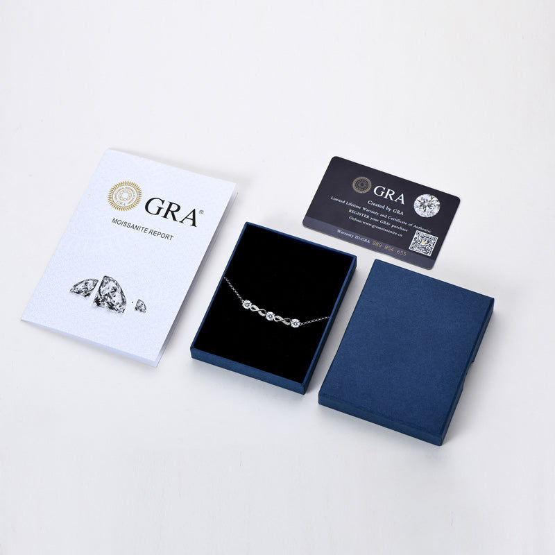 Luxury 5mm full D-colour Moissanite Infinity Bracelet White Gold Plated