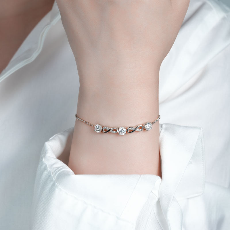 Luxury 5mm full D-colour Moissanite Infinity Bracelet White Gold Plated