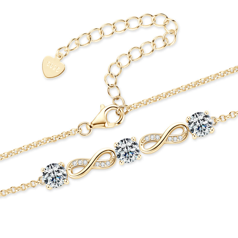 سوار فاخر من حجر المويسانيت بلون D كامل مقاس 5 مم مطلي بالذهب عيار 18 قيراطًا