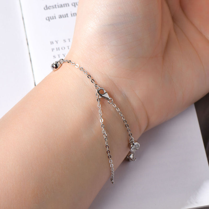 إسورة فاخرة قابلة للتعديل مرصعة بحجر المويسانيت مطليه بالروديوم