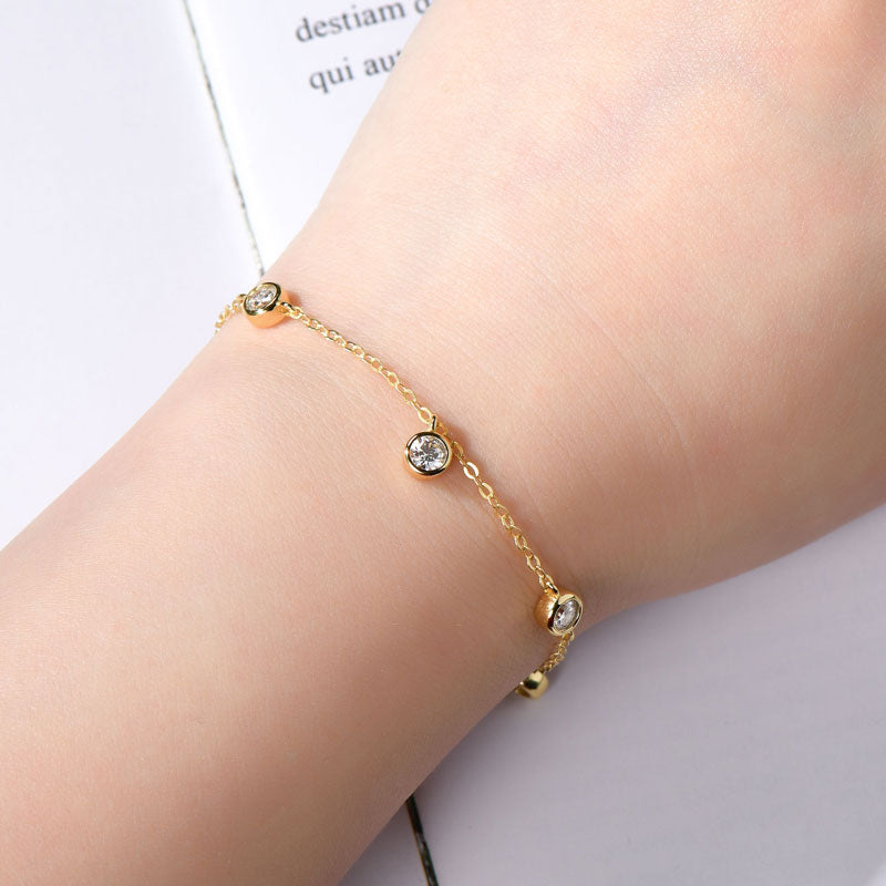 High-Quality Moissanite Adjustable Bracelet Gold plated