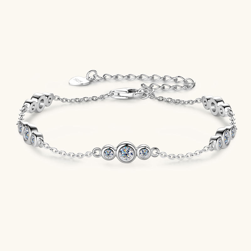 Moissanite Chain Bracelet – Round VVS1 Stones White Gold Plated