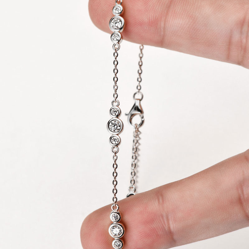 Moissanite Chain Bracelet – Round VVS1 Stones White Gold Plated