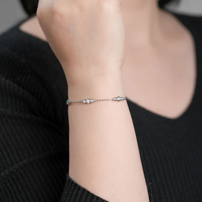 Moissanite Chain Bracelet – Round VVS1 Stones White Gold Plated