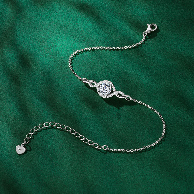 سوار مويسانيتي من خرز اللانهاية مطلي بالذهب الأبيض