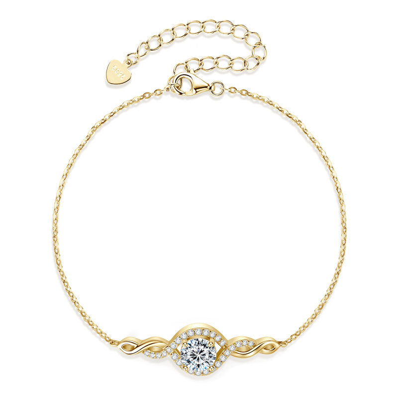 سوار مويسانيتي من خرز اللانهاية مطلي بالذهب عيار 18 قيراطًا