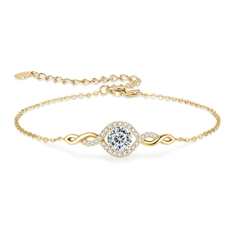 سوار مويسانيتي من خرز اللانهاية مطلي بالذهب عيار 18 قيراطًا