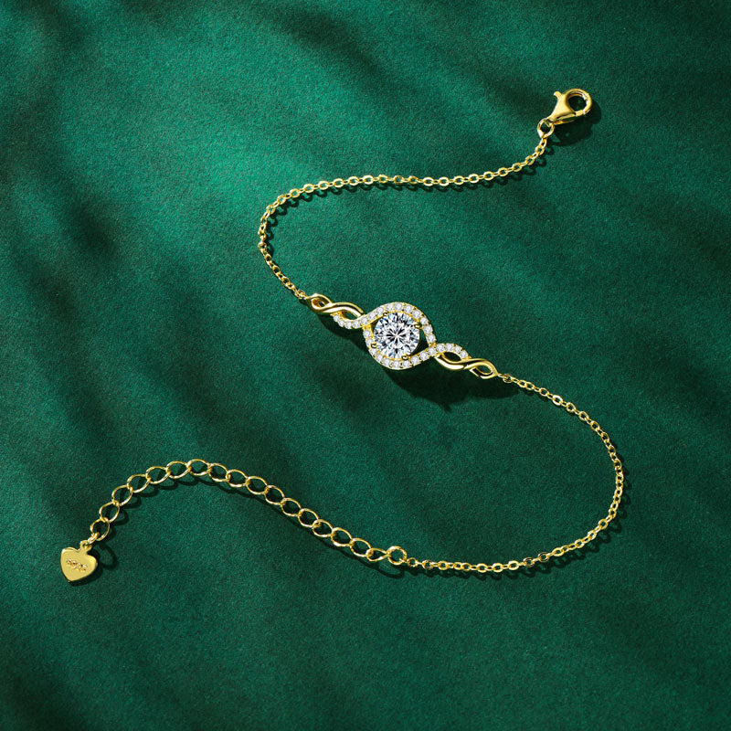 سوار مويسانيتي من خرز اللانهاية مطلي بالذهب عيار 18 قيراطًا