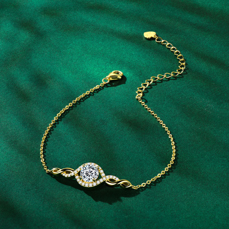 Infinity Bead Moissanite Bracelet 18k Gold Plated