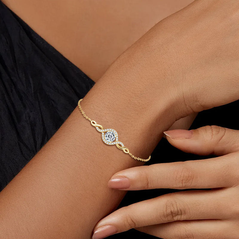 سوار مويسانيتي من خرز اللانهاية مطلي بالذهب عيار 18 قيراطًا