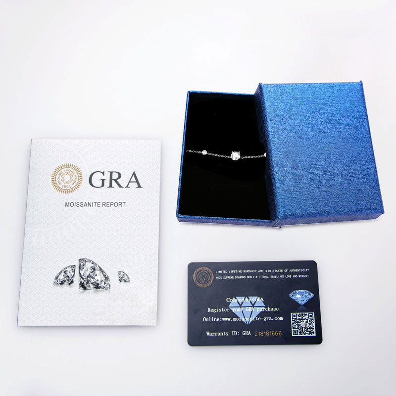 Moissanite Bracelet 6.5mm and 2.5mm D Color VVS1 Stones White Gold Plated