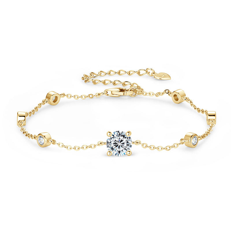 Moissanite Bracelet 6.5mm and 2.5mm D Color VVS1 Stones 18k Gold Plated