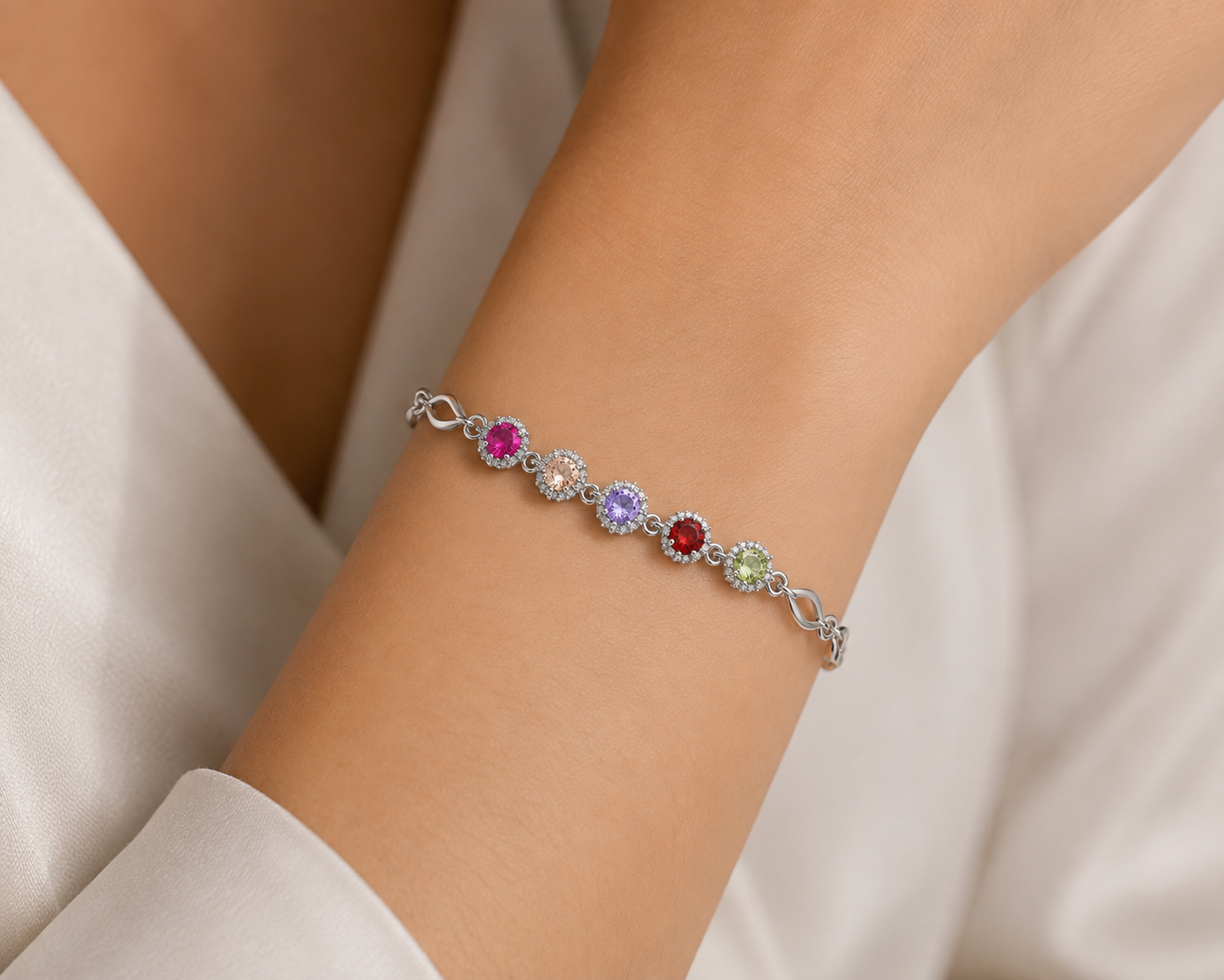 Chromatic Bloom Multicolour Silver Bracelet