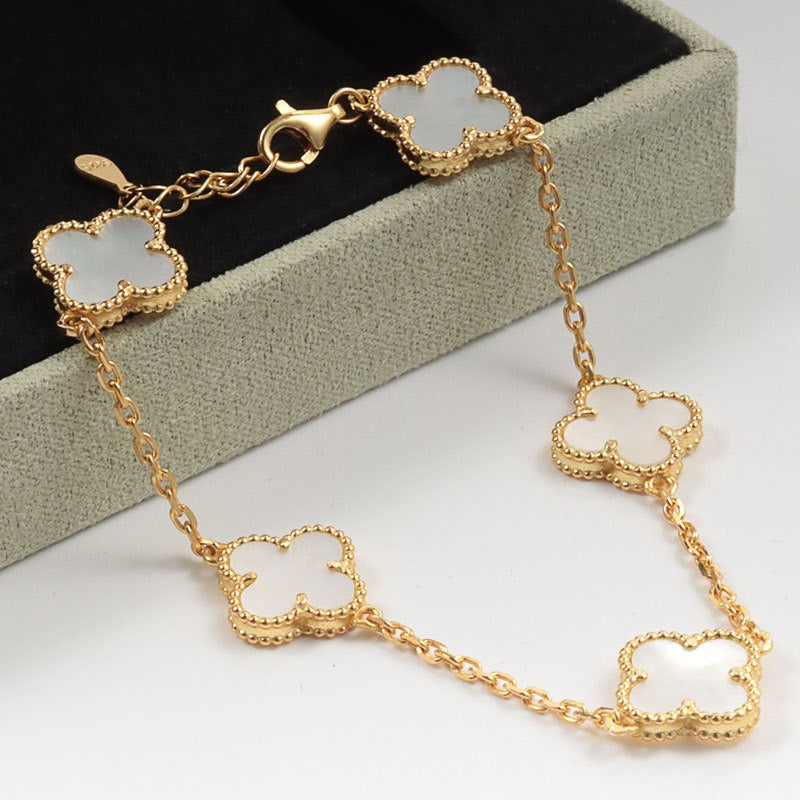 Mother-of-Pearl Clover Gold-Plated 925 Silver Bracelet