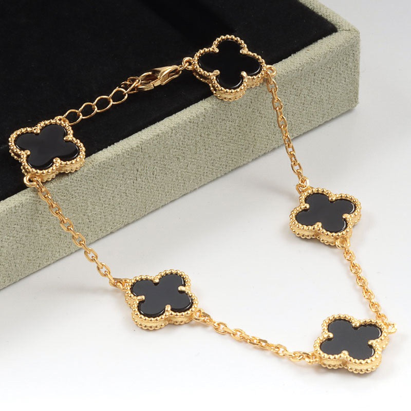 Black Clover Gold-Plated 925 Sterling Silver Bracelet