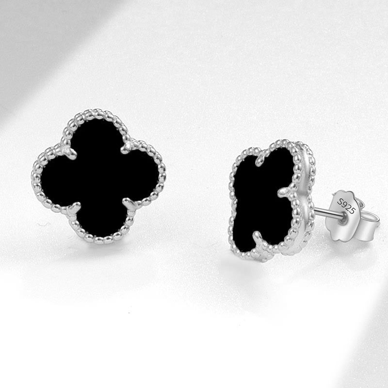 Black Clover 925 Sterling Silver Stud Earrings