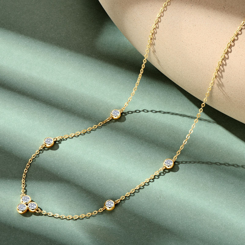 Moissanite Necklace 3mm Round VVS1 Stone 18k Gold Plated