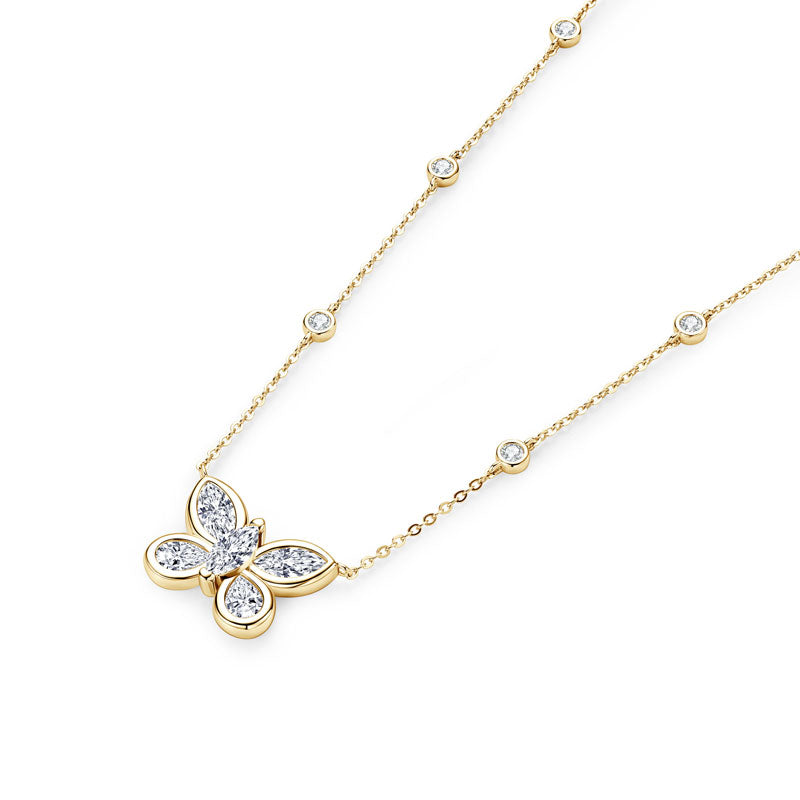 Butterfly Pendant Necklace – Marquise Cut 5A Cubic Zirconia, 18k Gold plated