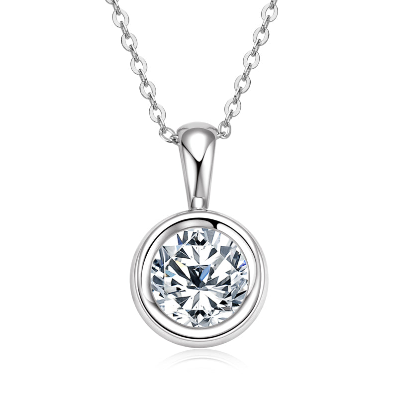 2.0 ct Moissanite Bubble Pendant Necklace White Gold Plated