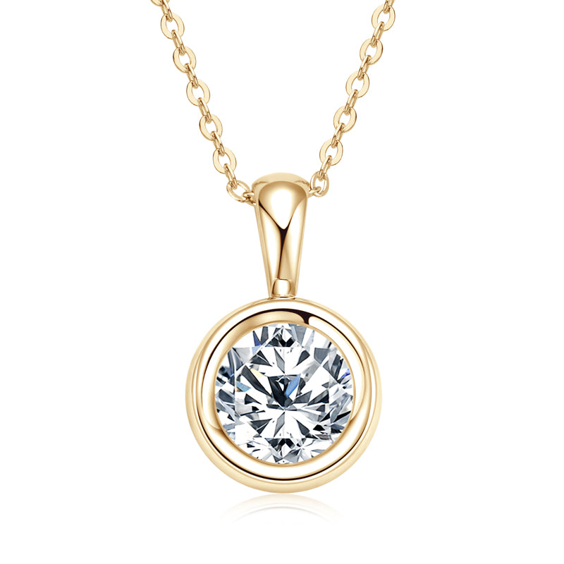 2.0 ct Moissanite Bubble Pendant Necklace 18k Gold Plated