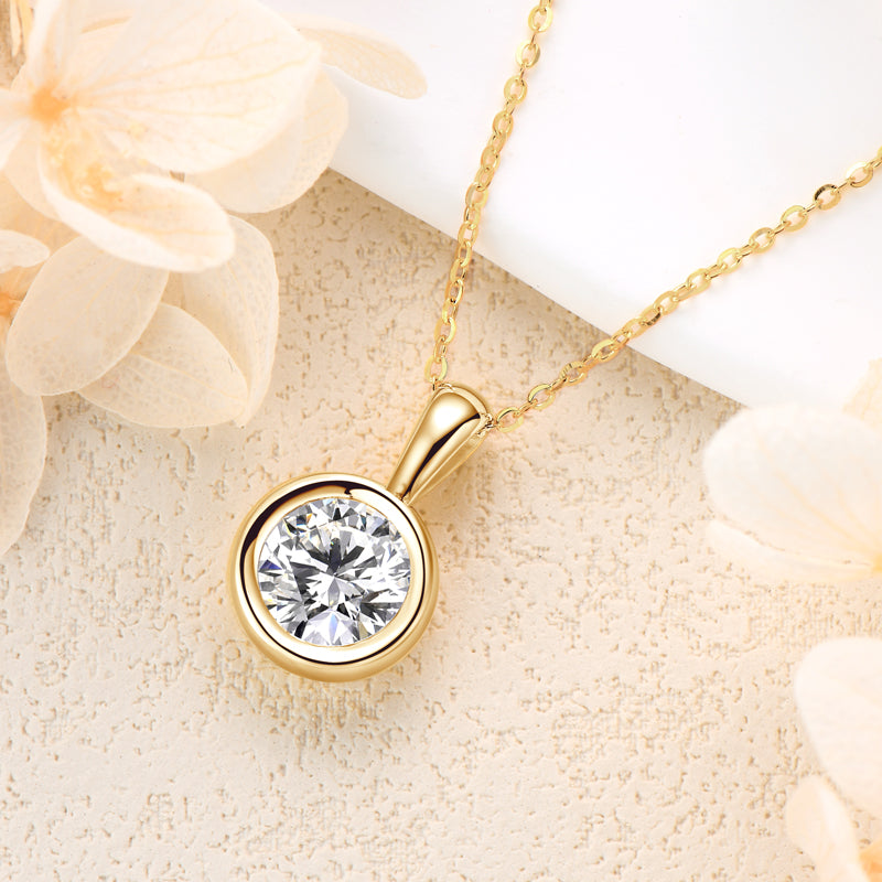 2.0 ct Moissanite Bubble Pendant Necklace 18k Gold Plated