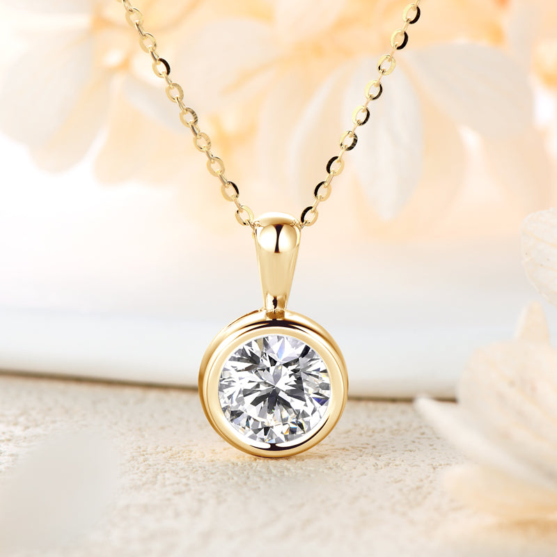 2.0 ct Moissanite Bubble Pendant Necklace 18k Gold Plated