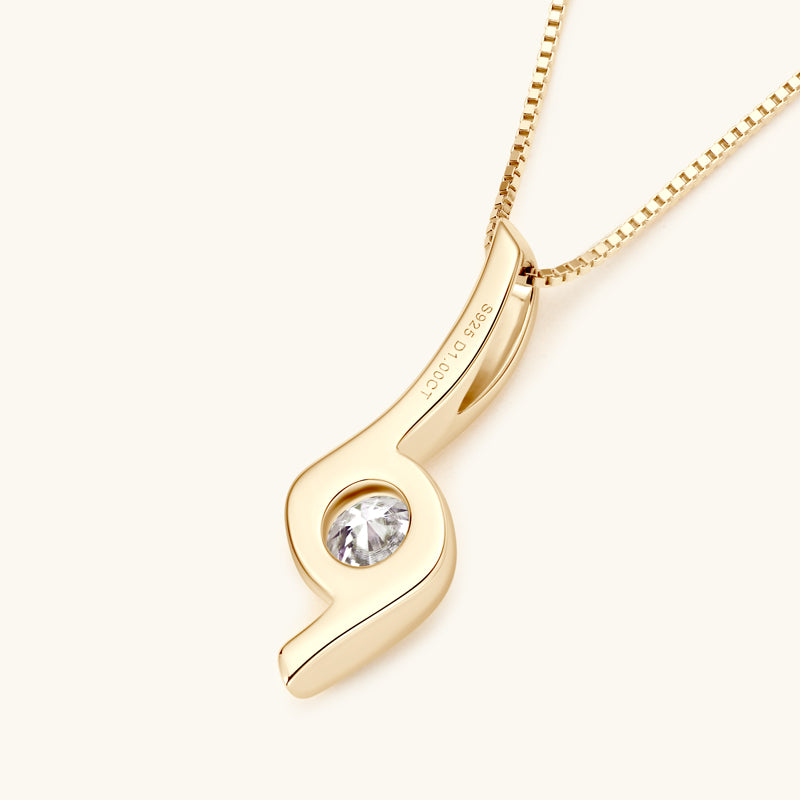 1.0 ct D Colour Moissanite Twist Pendant Necklace 18k Gold plated