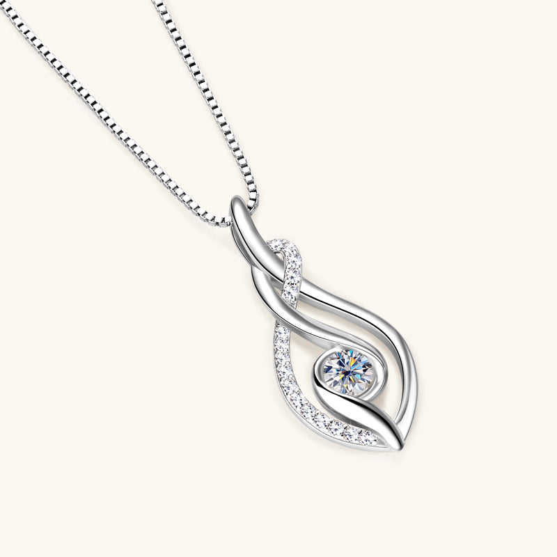 0.3 ct Moissanite Twist Pendant Necklace (4mm) Rhodium Plated