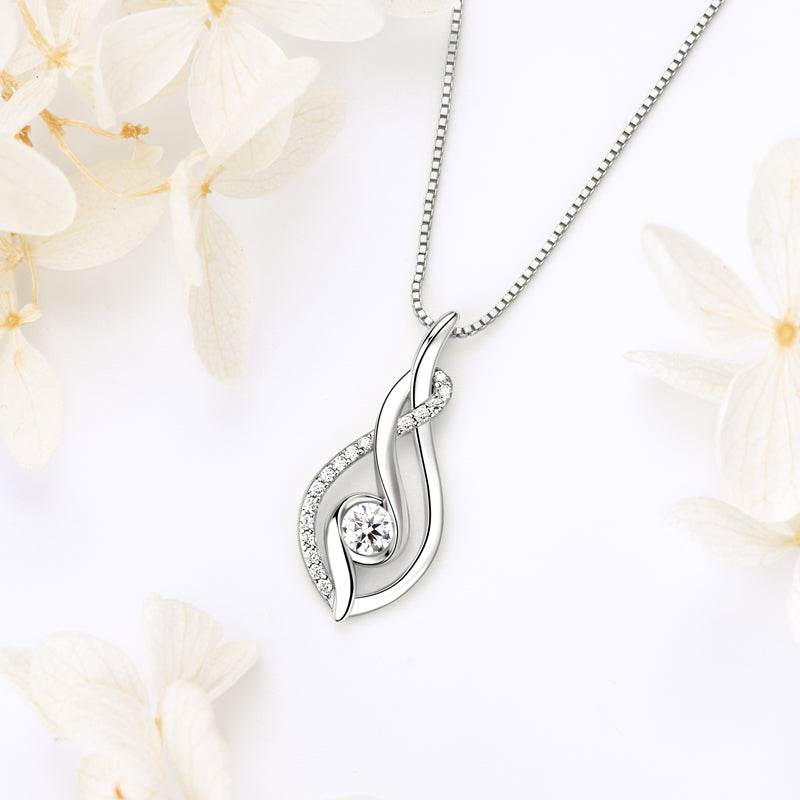 0.3 ct Moissanite Twist Pendant Necklace (4mm) Rhodium Plated