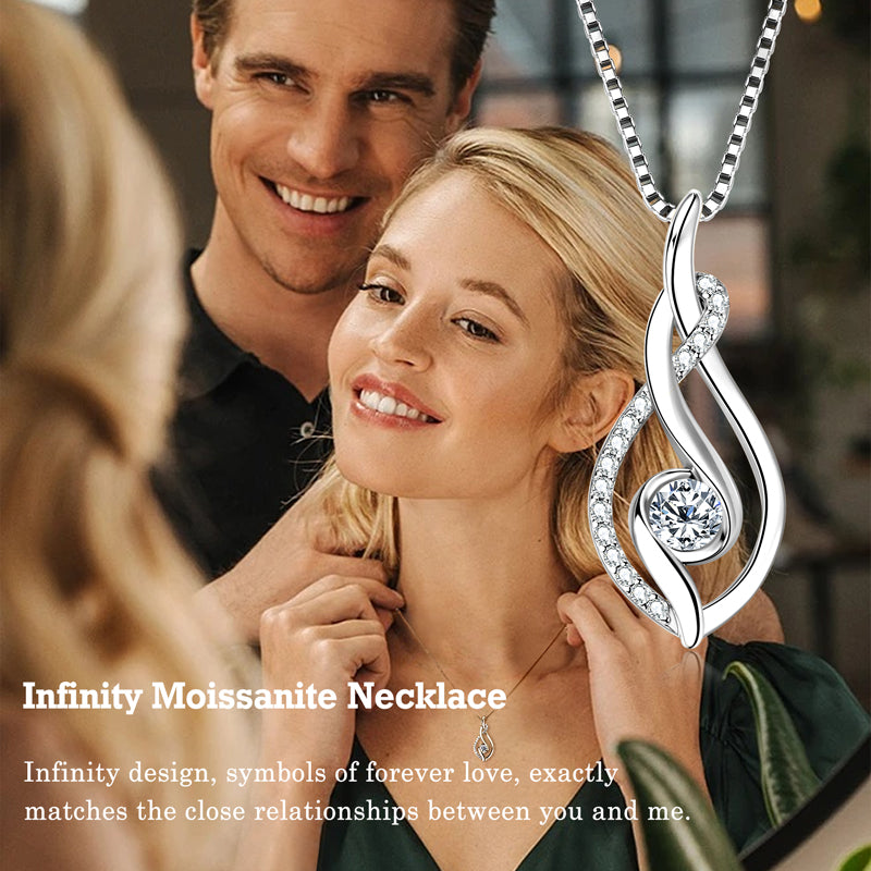 0.3 ct Moissanite Twist Pendant Necklace (4mm) Rhodium Plated