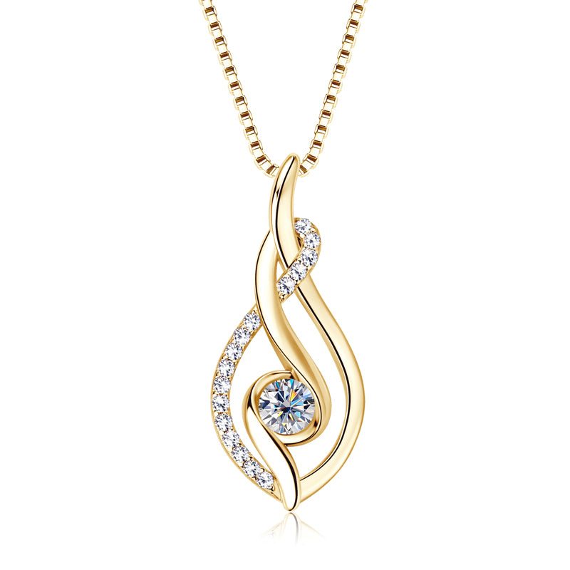 0.3 ct Moissanite Twist Pendant Necklace (4mm) 18k Gold Plated