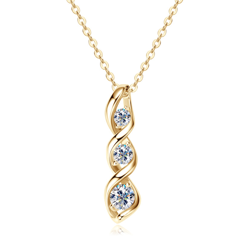 Triple Stone Infinity Moissanite D Colour VVS Moissanite stones Pendant Necklace 18 k Gold plated