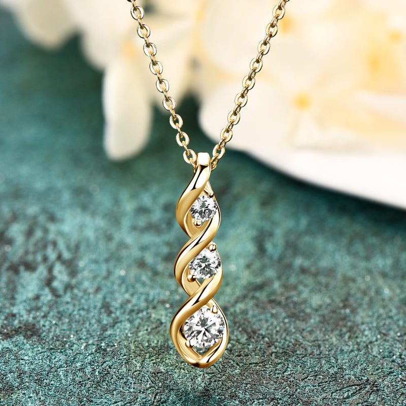 Triple Stone Infinity Moissanite D Colour VVS Moissanite stones Pendant Necklace 18 k Gold plated