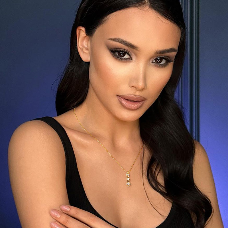 Triple Stone Infinity Moissanite D Colour VVS Moissanite stones Pendant Necklace 18 k Gold plated