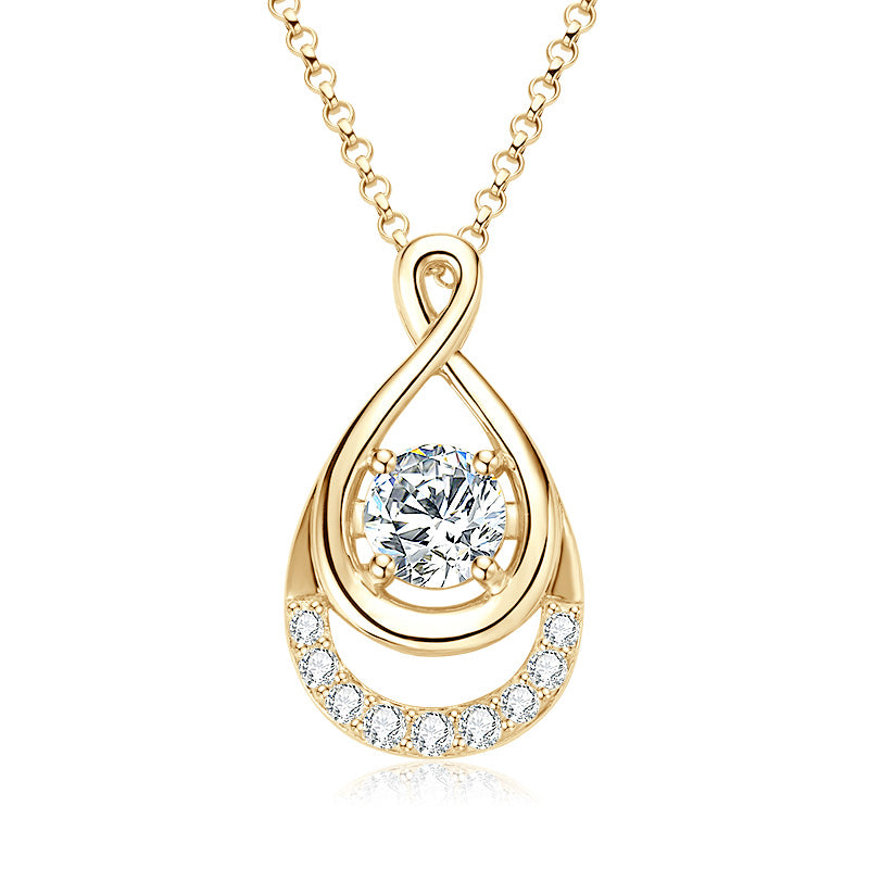 Waterdrop Infinity Pendant Necklace 6.5mm (1.0 Carat) VVS Moissanite 18k Gold Plated