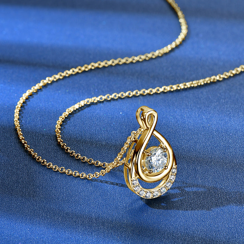 Waterdrop Infinity Pendant Necklace 6.5mm (1.0 Carat) VVS Moissanite 18k Gold Plated