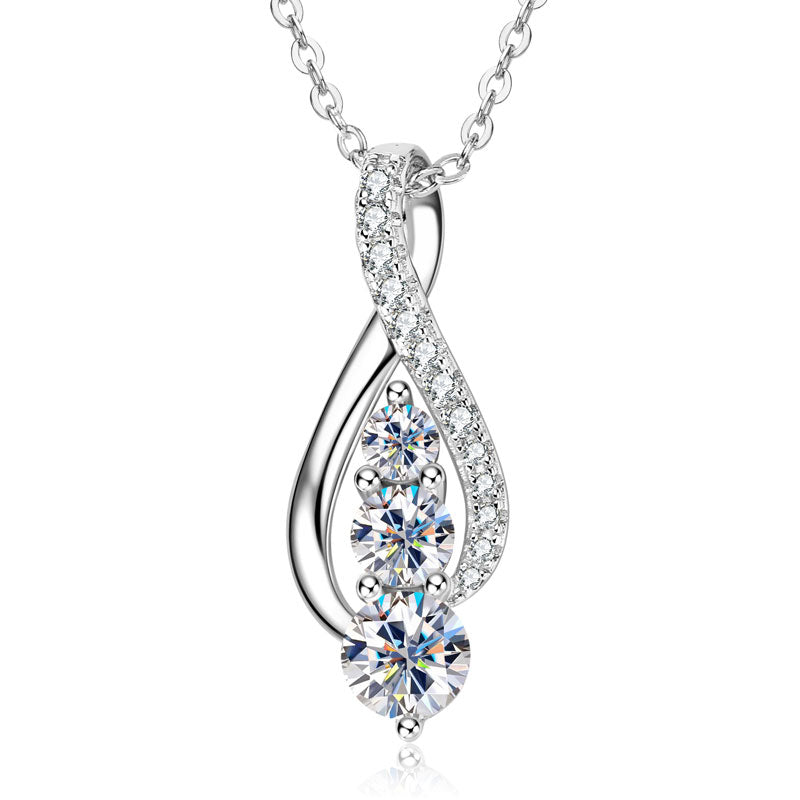 Infinity Pendant Necklace with Full Moissanite VVS 1 ct White Gold Plated